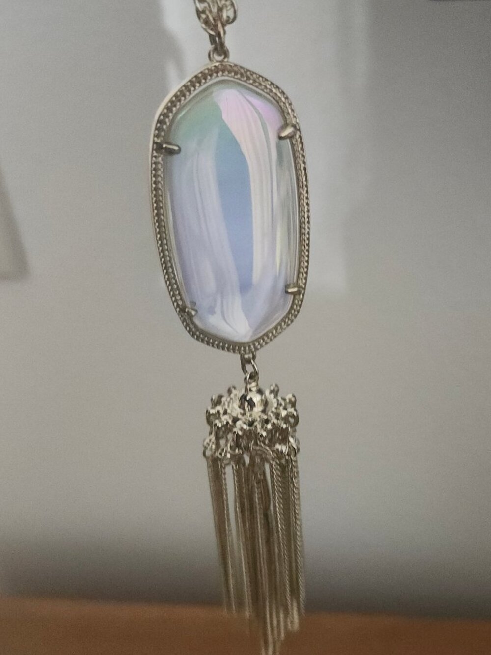 Kendra Scott Clear Iridescent Tassel Gold Pendant Necklace